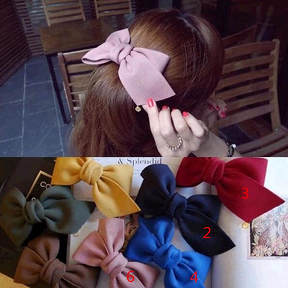 Big Solid Cloth Bows Hair Clips Hair Accessories for Women Girl Wedding Hair Jewelry