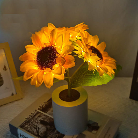 Rechargeable Sunflower LED Simulation Night Light Room Bedhead Decoration Atmosphere Light Birthday Gift for Girls