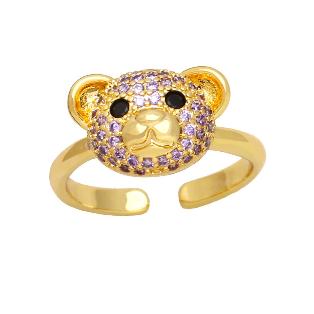 Simple sweet cute bear ring female fashion accessory open ring