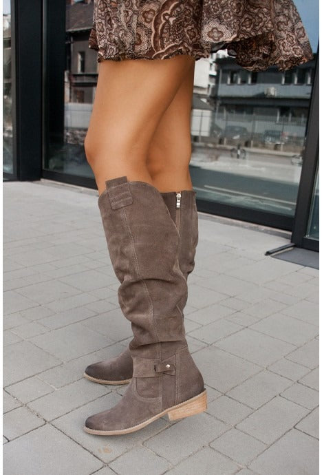 Winter new low heel side zipper 34-43 suede high leg women's boots boots