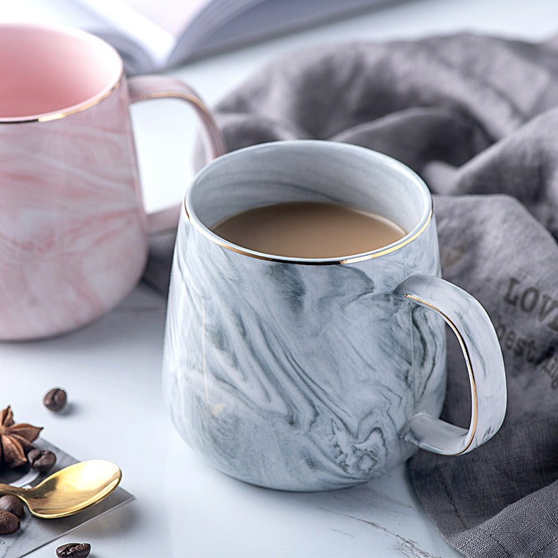 Ceramic cup, gold rimmed coffee cup, oatmeal breakfast cup, new creative and personalized mug