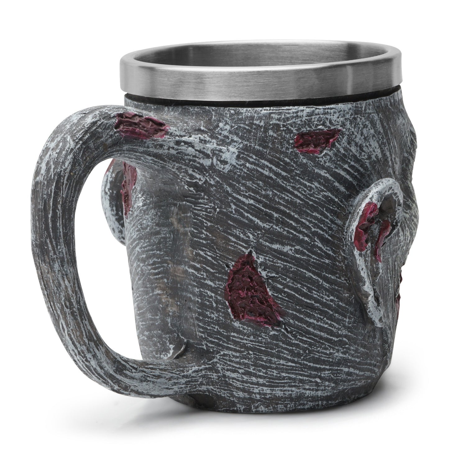 Zombie resin skull cup with stainless steel inner liner