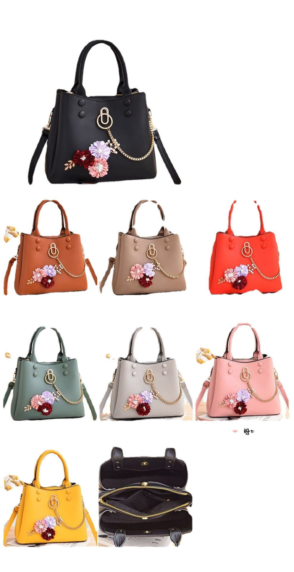 Large capacity flower chain single shoulder crossbody bag with a stylish and stylish water bucket shape for women