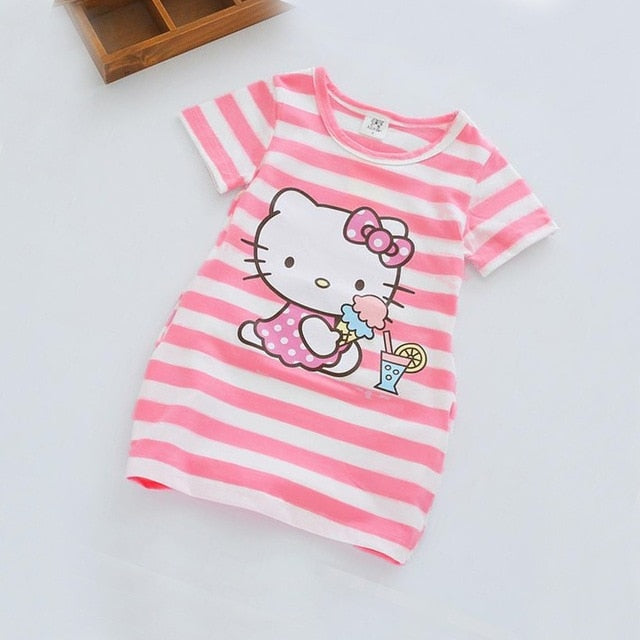 Children Girls Dress  Casual Stripe Pattern Vestidos Girls Clothes 100% Cotton Christmas Vetement Fille Kids Dresses