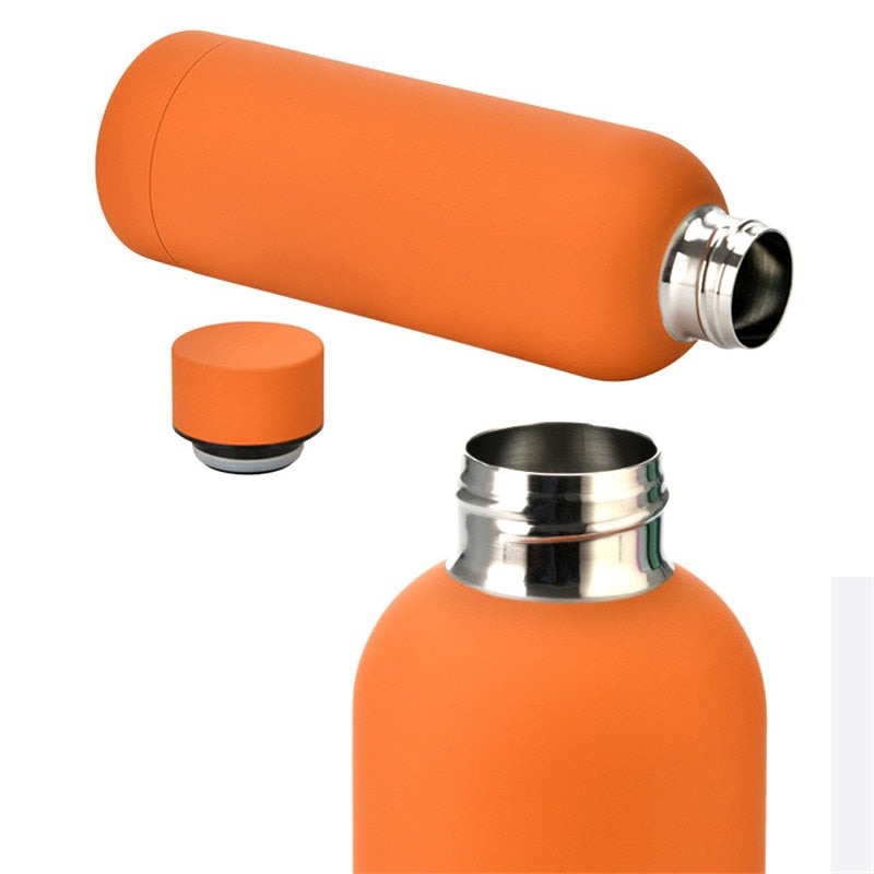 500ml Matte Stainless Steel Vacuum Insulated Hot Cold Water Bottle Double Walled Cola Shape Thermos Leak-Proof Sports Flask