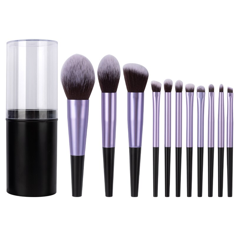 11pcs Long Tube Makeup Brushes Set Professional Natural Hair Powder Foundation Eyeshadow Contour Eyebrow Cosmetic Brush Kit