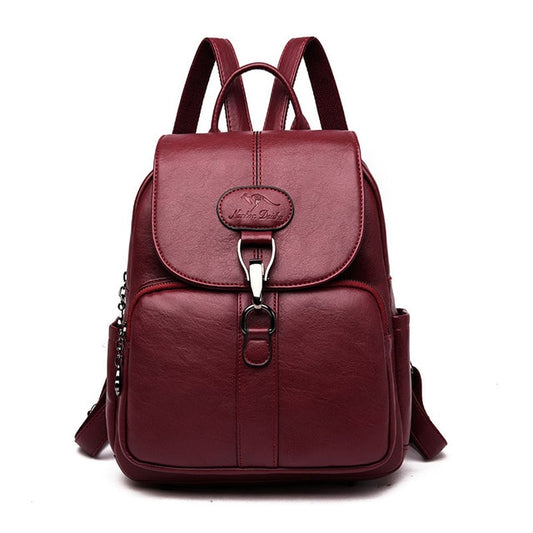 Multifunction Women Leather Backpack For Lady School Bag Shoulder Sac A Dos Travel Back pack Rucksacks