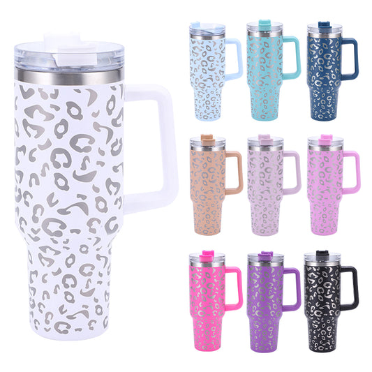 Leopard 304 Stainless Steel Insulated Cup 40oz Automotive Cup with Handle Bingba Beer Cup