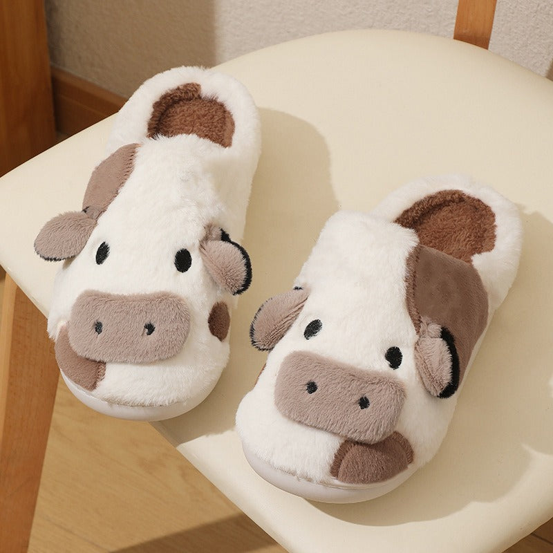 Cotton Slippers Winter New Plush Cotton Slippers Home and Indoor Warmth Cotton Slippers Cartoon Cow Slippers