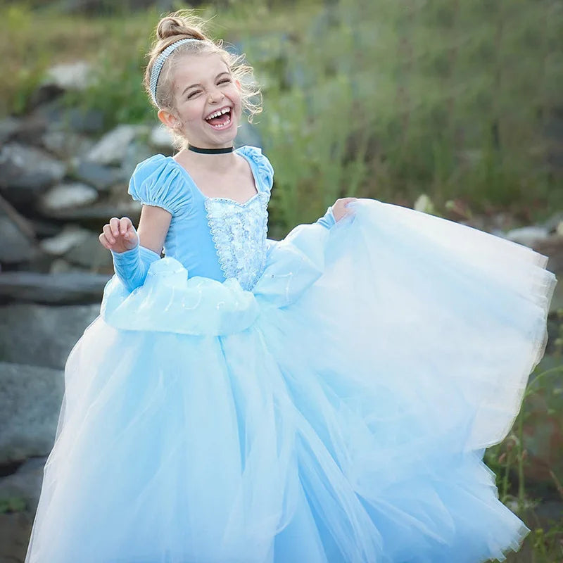 Disney Cinderella Princess Girls Dress Kids Dresses for Girls Christmas Dress Up Costume Party Ball Gown Girl Summer Dress