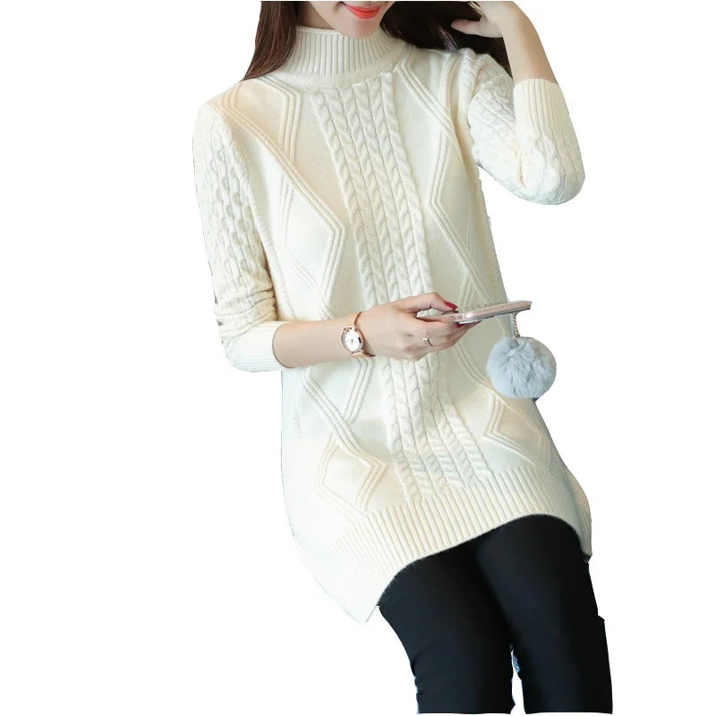 Half-Neck Sweater Women'S Autumn Winter New Fashion Long Sleeve Top Female Twist Jacket Medium Thicken Warm Clothing