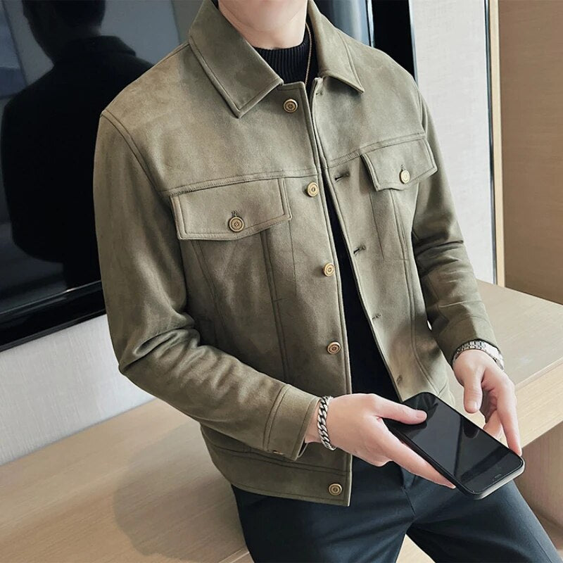 Brand Clothing Men Spring High Quality Deer Velvet Casual Jackets/Male Pure Color Slim Fit Fashion Casual Short Jacket Coats