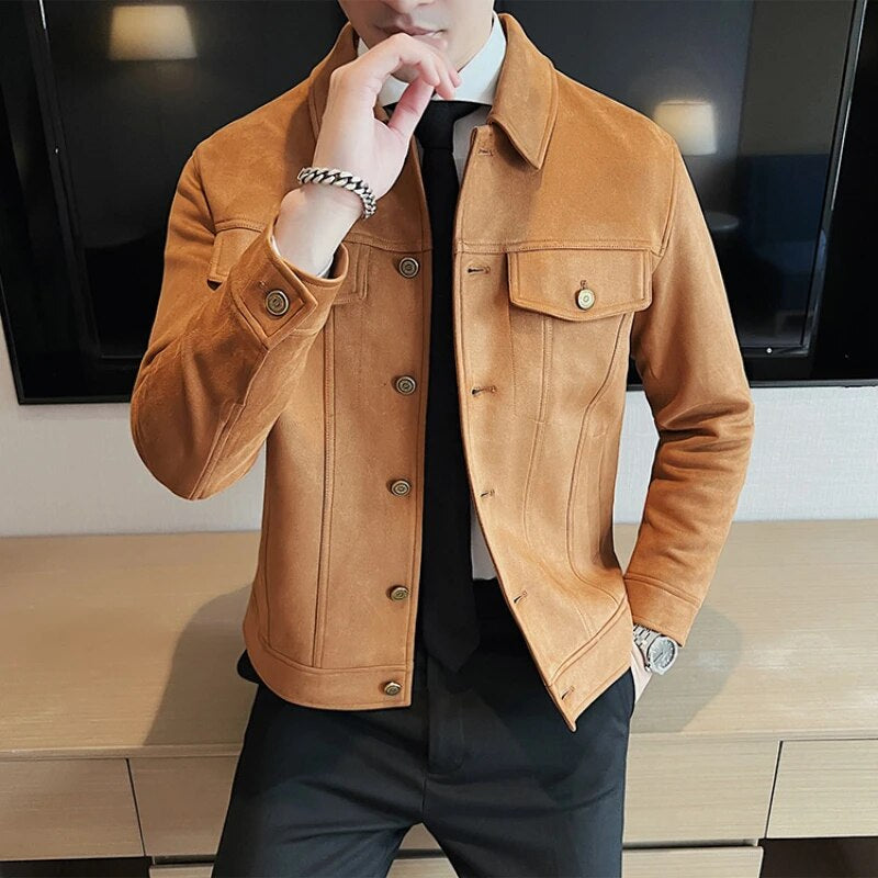 Brand Clothing Men Spring High Quality Deer Velvet Casual Jackets/Male Pure Color Slim Fit Fashion Casual Short Jacket Coats