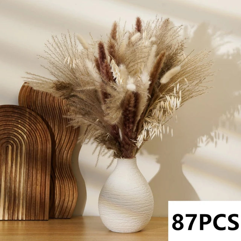 Natural Pampas Grass Bouquet Dried Flowers Autumn Home Room Decoration DIY Christmas Gift Artificial Flowers Wedding Arrangement