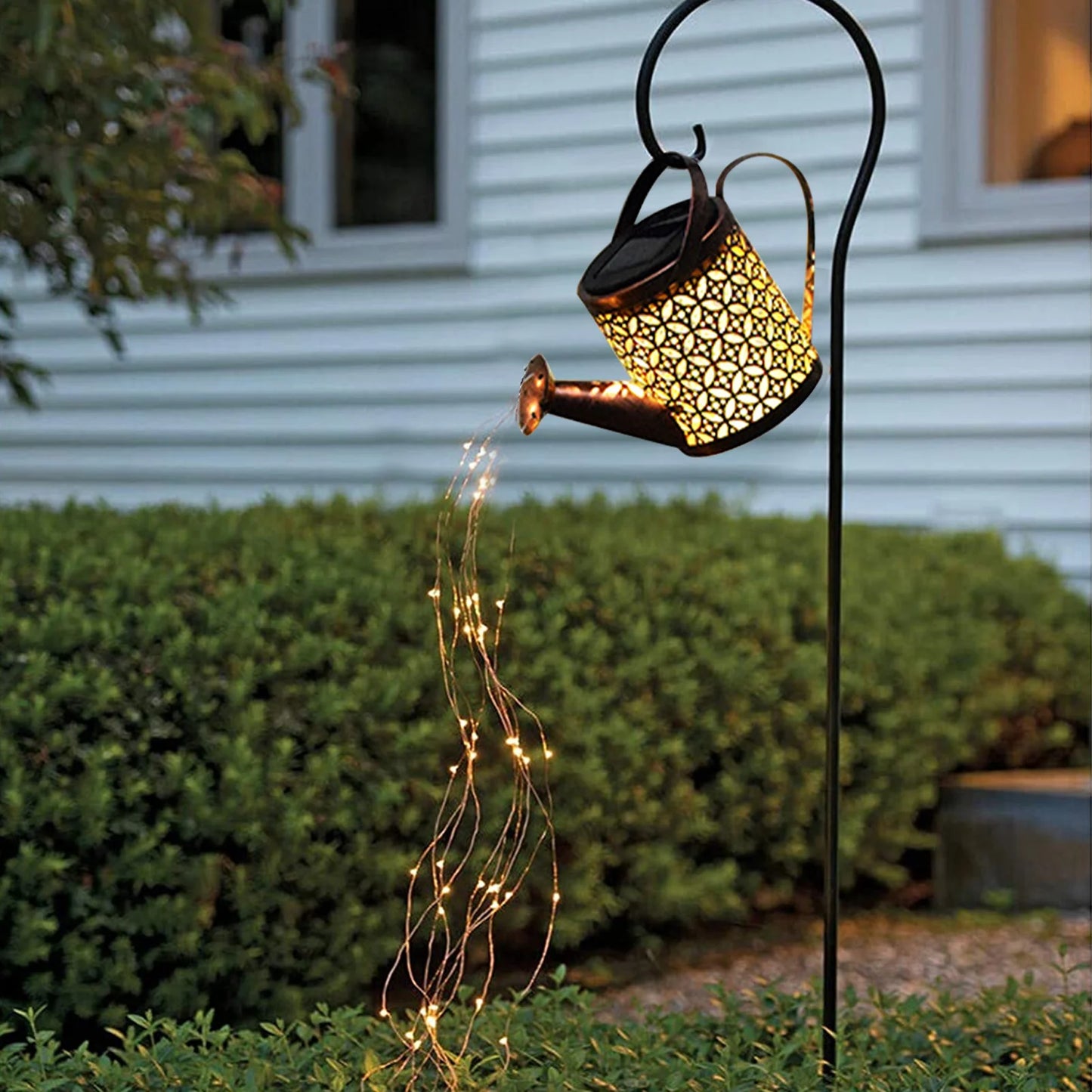 Solar Garden Light Star Style Shower Watering Can String Lamp Innovative Outdoor Iron Shower Lamps Garden Courtyard Decoration