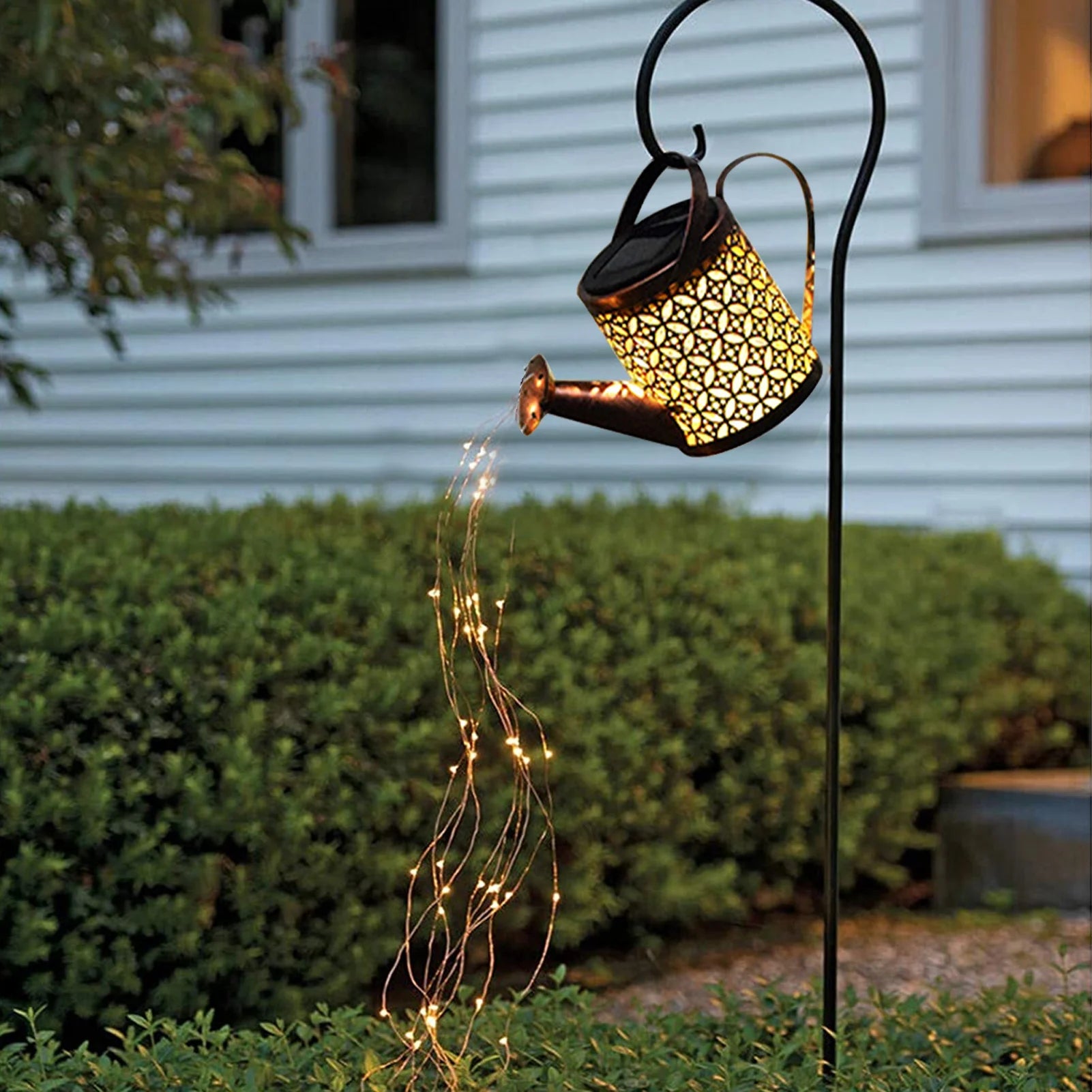 Solar Garden Light Star Style Shower Watering Can String Lamp Innovative Outdoor Iron Shower Lamps Garden Courtyard Decoration