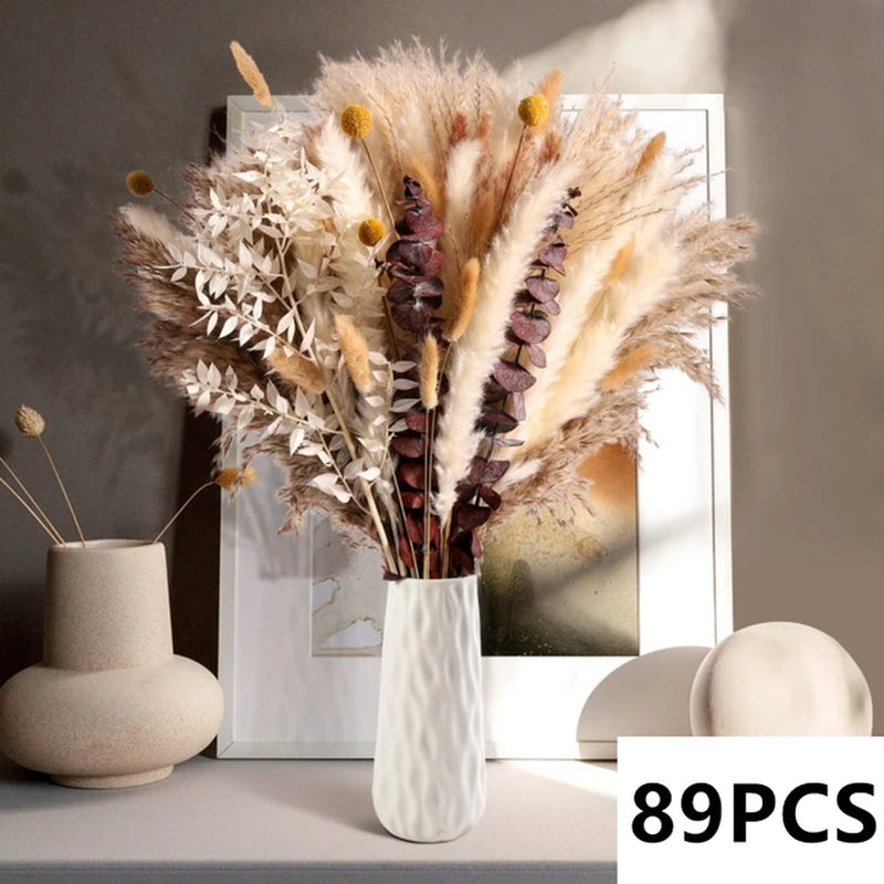 Natural Pampas Grass Bouquet Dried Flowers Autumn Home Room Decoration DIY Christmas Gift Artificial Flowers Wedding Arrangement