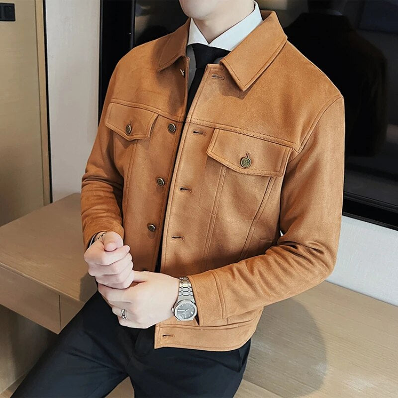 Brand Clothing Men Spring High Quality Deer Velvet Casual Jackets/Male Pure Color Slim Fit Fashion Casual Short Jacket Coats