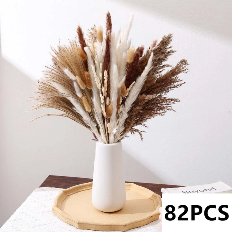 Natural Pampas Grass Bouquet Dried Flowers Autumn Home Room Decoration DIY Christmas Gift Artificial Flowers Wedding Arrangement