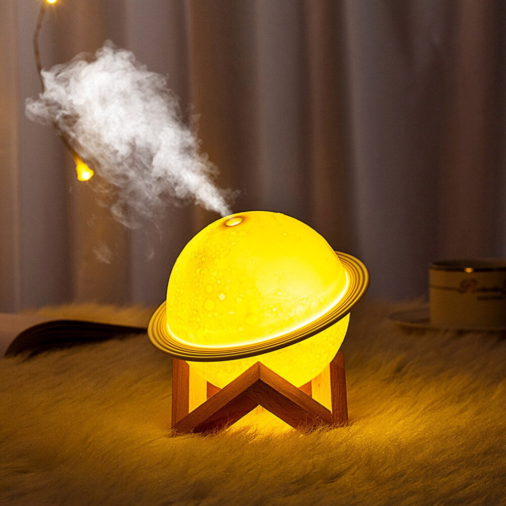 3D Moon Air Humidifier 200Ml Electric Aroma Diffuser Ultrasonic Mini Air Humidifier USB Fogger Mist Maker with LED Light