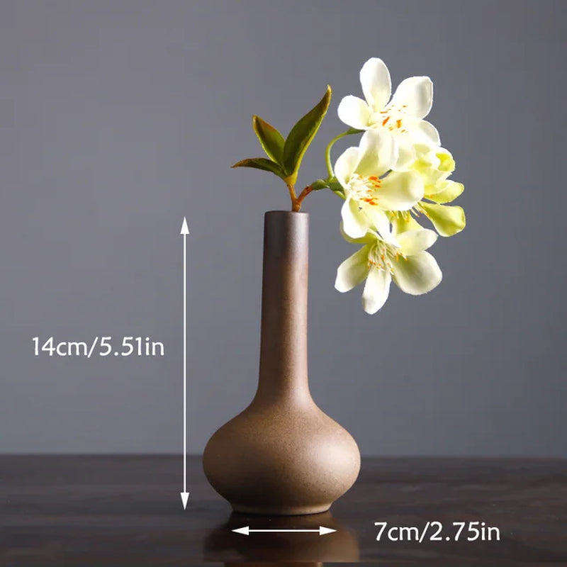 Chinese Retro Zen Vase for Tabletop Decoration, Ceramic Flower Insert, Small Vase, Hydroponic Flower Device, Tabletop Decoration