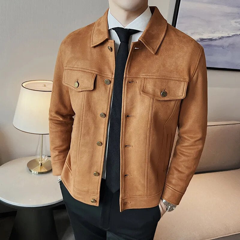 Brand Clothing Men Spring High Quality Deer Velvet Casual Jackets/Male Pure Color Slim Fit Fashion Casual Short Jacket Coats