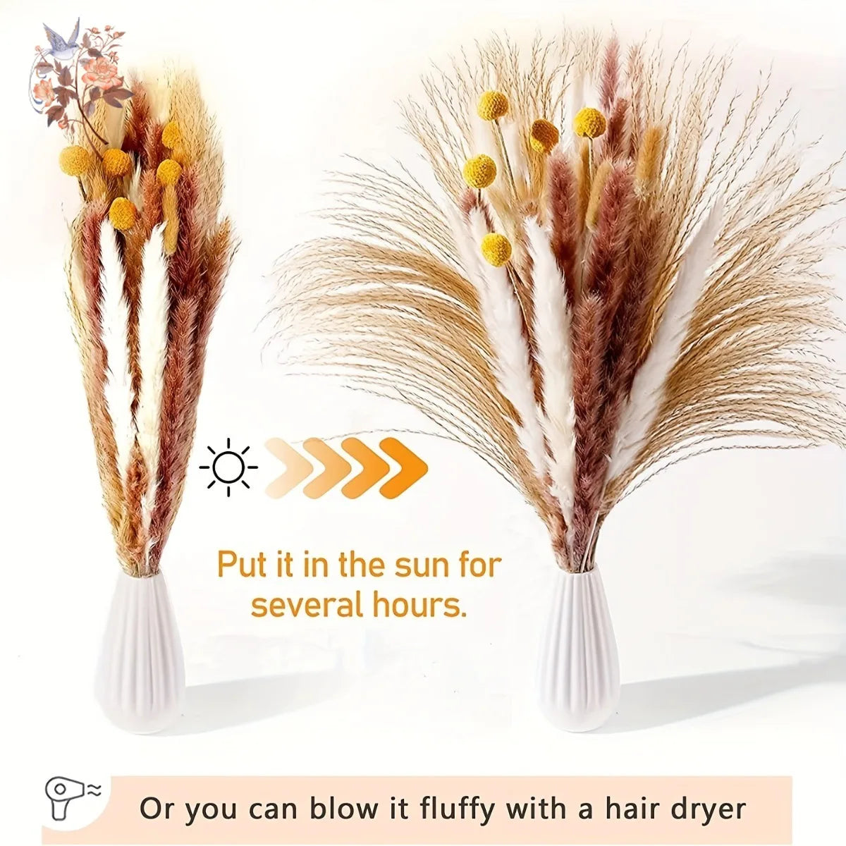 Natural Pampas Grass Bouquet Dried Flowers Autumn Home Room Decoration DIY Christmas Gift Artificial Flowers Wedding Arrangement