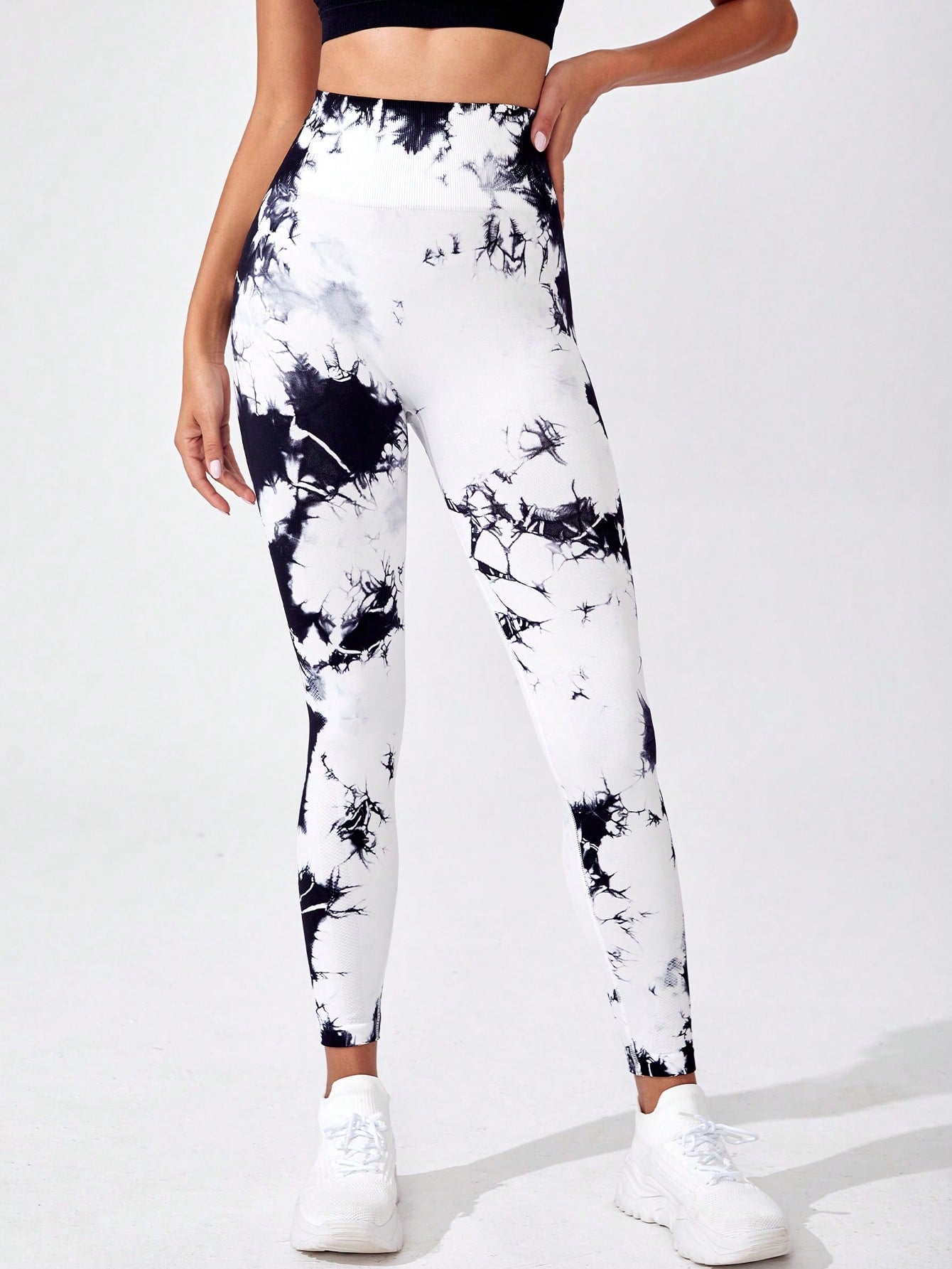 SHEIN Yoga Trendy Tie Dye Tummy Control Sports Leggings