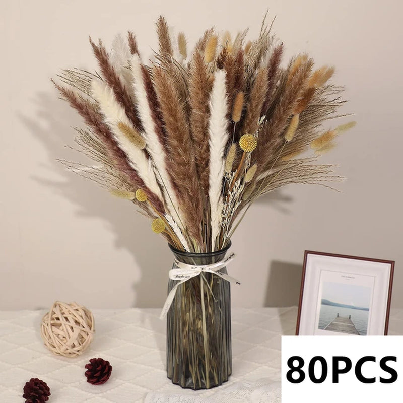 Natural Pampas Grass Bouquet Dried Flowers Autumn Home Room Decoration DIY Christmas Gift Artificial Flowers Wedding Arrangement