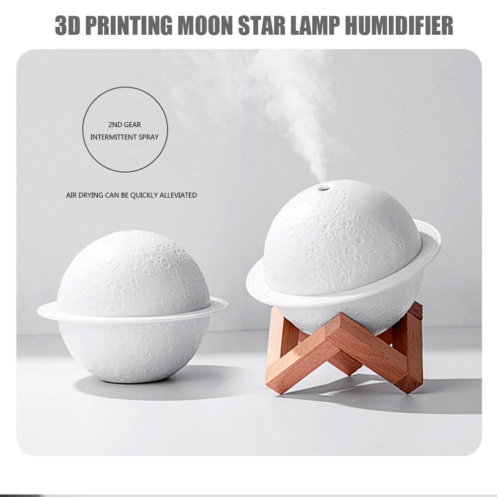 3D Moon Air Humidifier 200Ml Electric Aroma Diffuser Ultrasonic Mini Air Humidifier USB Fogger Mist Maker with LED Light