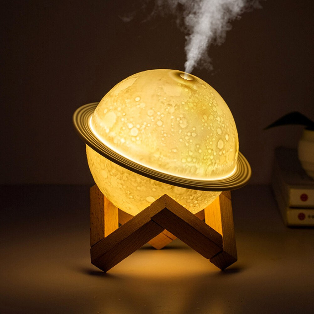 3D Moon Air Humidifier 200Ml Electric Aroma Diffuser Ultrasonic Mini Air Humidifier USB Fogger Mist Maker with LED Light